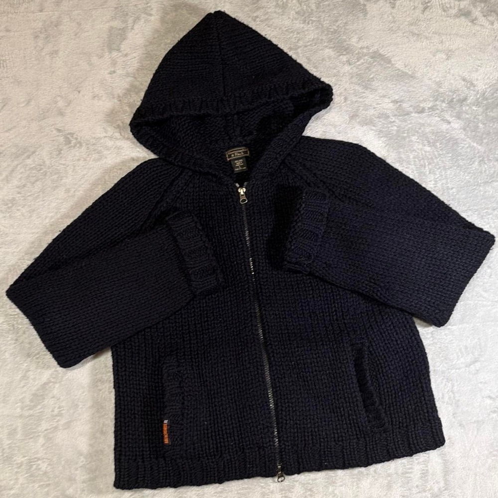 90s Vintage Abercrombie & Fitch Wool Hooded Cardigan | Deep Navy | Large